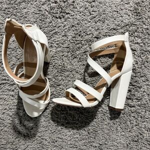 Charlotte Russe White Block Heel Sandals